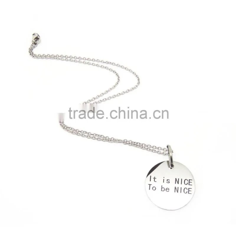 2016 Stainless Steel High Polish Custom Engraved Pendant Wholesale