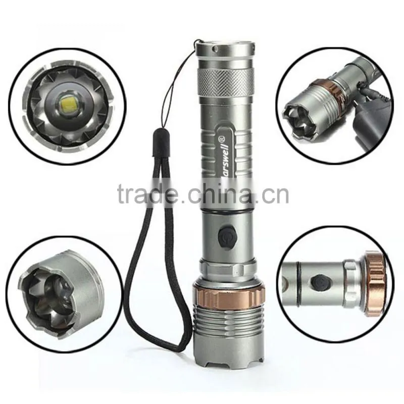 Cheap 2000lm 3 Mode Waterproof Lotus Head LED Flashlight Suit Gray