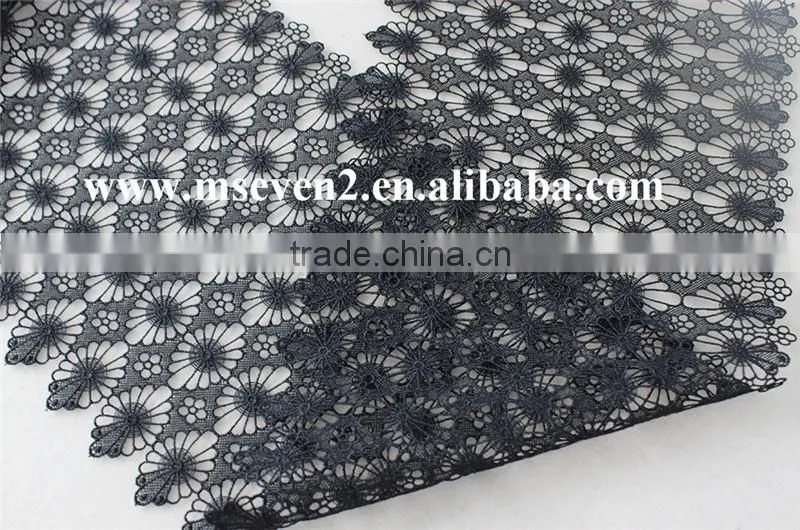 black color 20cm 100% polyester lace trim wholesale flower guipure lace trim bridal lace trim for dress