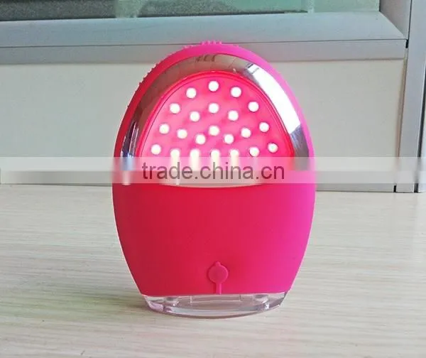 Rechargeable silicon face cleanser water-proof vibrating facial massager with red&blue light