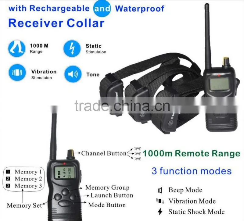 2015 hot sell 1000m remote dog training collar Multi-Dogs Training System