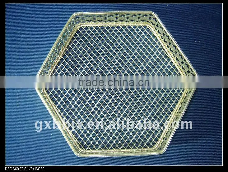Silver hexagonal wire storage fruit basket recycling home decoration