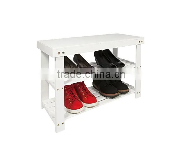 2 Tier Wooden Shoe Rack Hallway Bench Shoe Tidy Storage Organiser