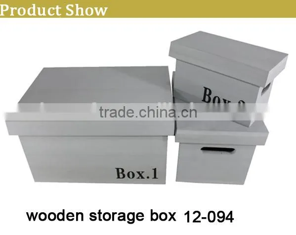 wooden storage container bin box grey color