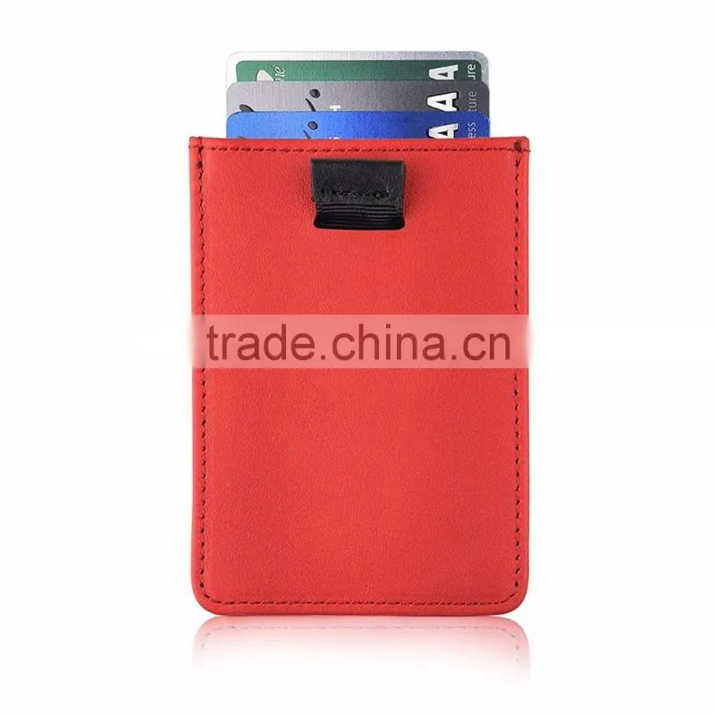 Color customized Men's 100% Leather Slim Flip Wallet with Money Clip and Pull Tab