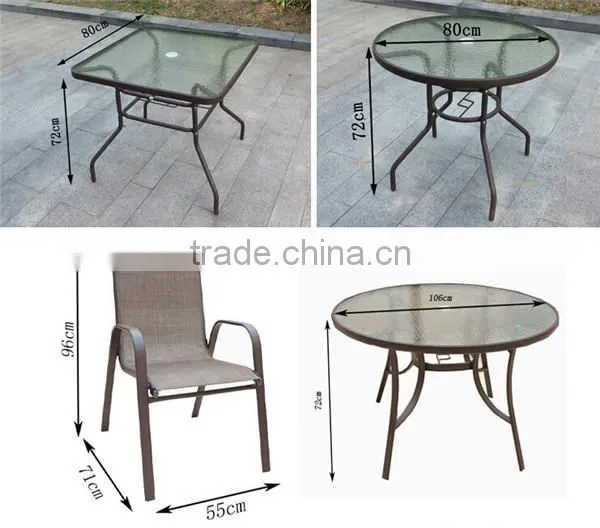 Glass and metal dining table and chair french dining set