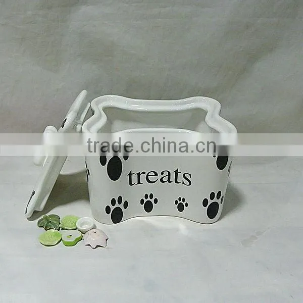 Bone Shaped Ceramic Dog Treat Jar