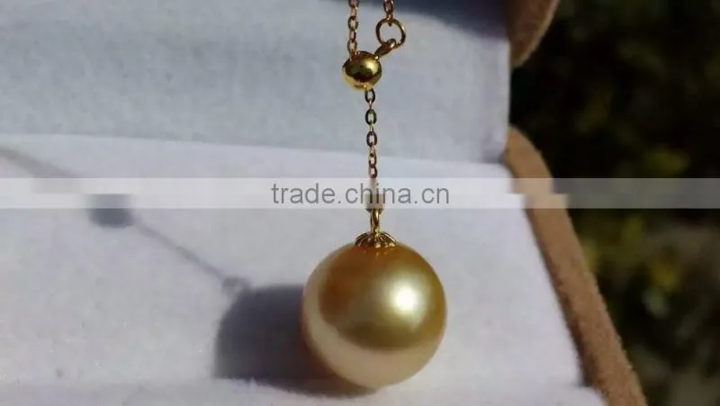 natural 9-10mm golden south sea pearl pendant necklace