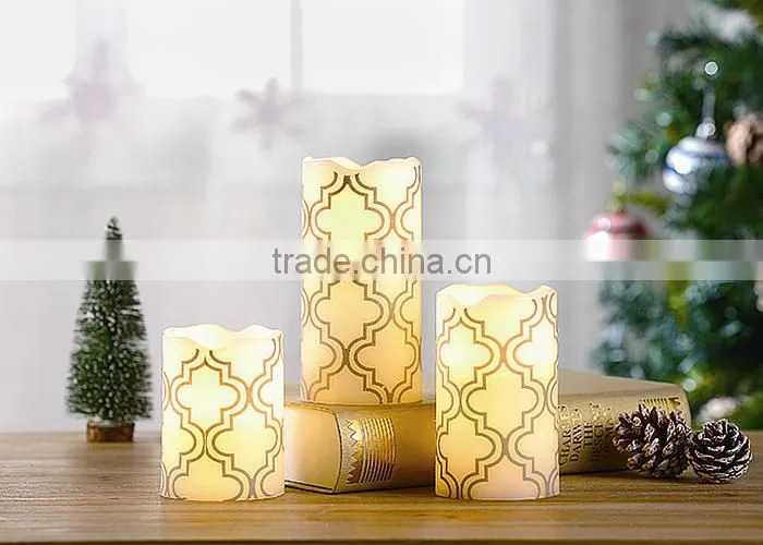 S/3 Pillar Candles LED Christmas Decorative Candles