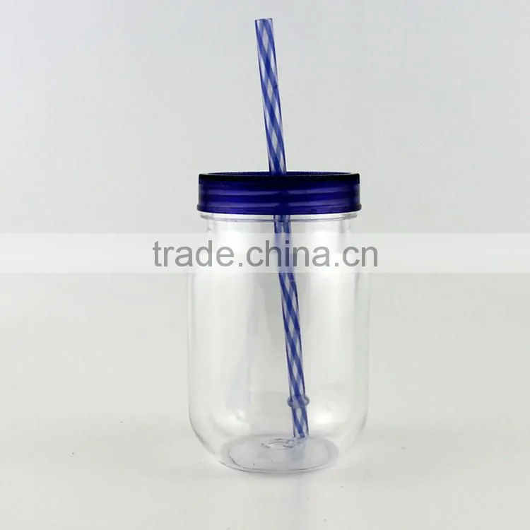 12OZ Plastic Drinking Mason Jars