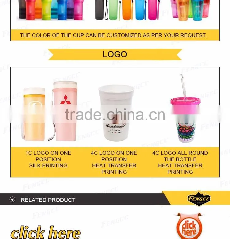 Eco-Friendly double layer Creative Wide Mouth coffee cup plastic
