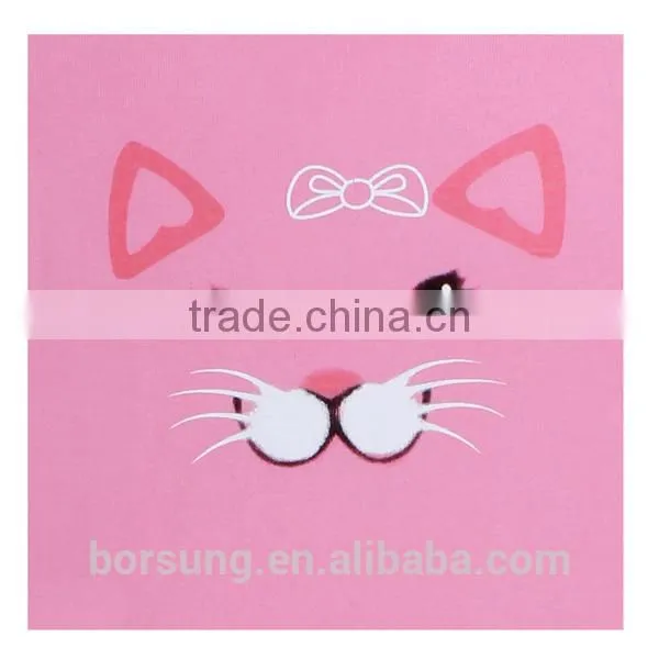 Small MOQ 2015 Fashion High Quality Pink Children Clothing Factory Long Sleeve Cotton Cute Cat Face Printed Kids Pajamas