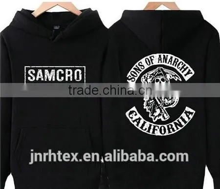 100% cotton men printing crewneck hooded sweatshirt