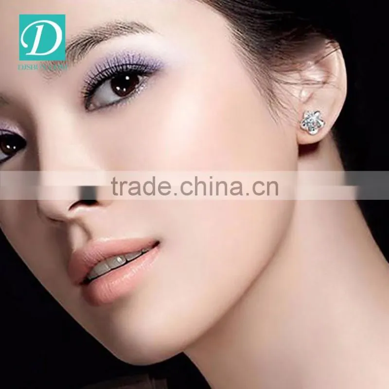 High Quality Korean Sliver Flower Stud Earrings Diamond Earring