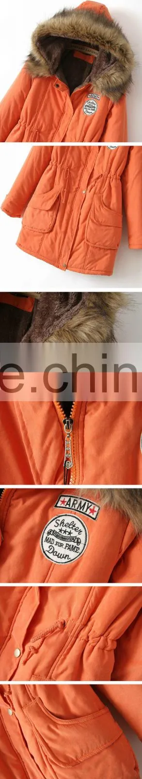 Womens Hooded Warm Winter Coats Faux Fur Lined Parkas Black Pink Green Blue Red
