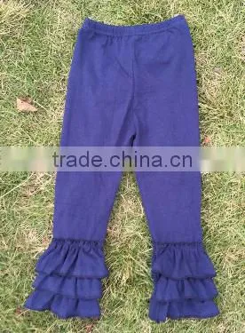 2015 girls ruffle leggings solid colors kids cotton pants wholesale girls triple ruffle pants
