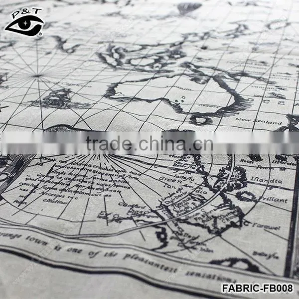 Map Pattern Fabrics Linen cotton fabrics for household decorations