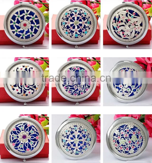 Noble Silver Hollow COMPACT MAKE UP/Handbag MIRRORS, Retro Compact/Travel/Pocket ILLUMINATED Beauty Make Up Mirrors New