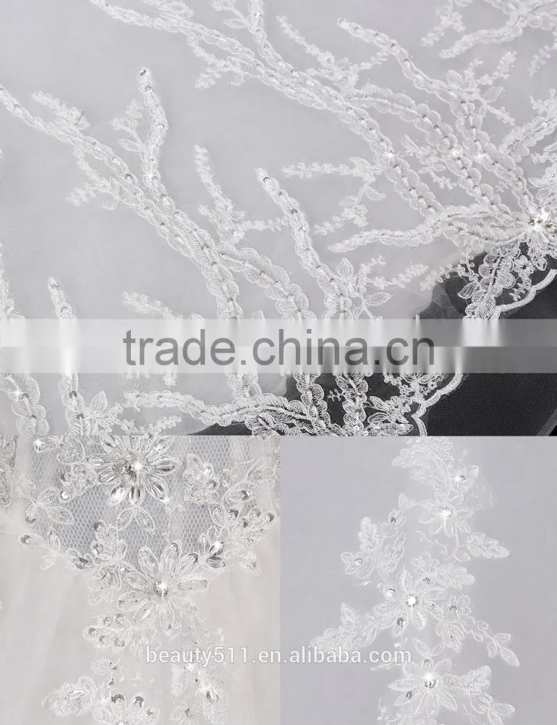 2017 Sexy Shoulder belt lace mermaid color wedding dress bridal for bride Scoop neckline bridal dress F10601