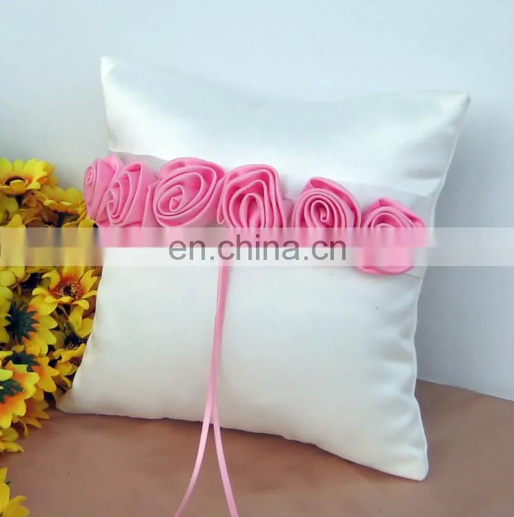 White guest book /pen holder/ring pillow/flower basket set with Pink rose decoration wedding favor dropship supplier