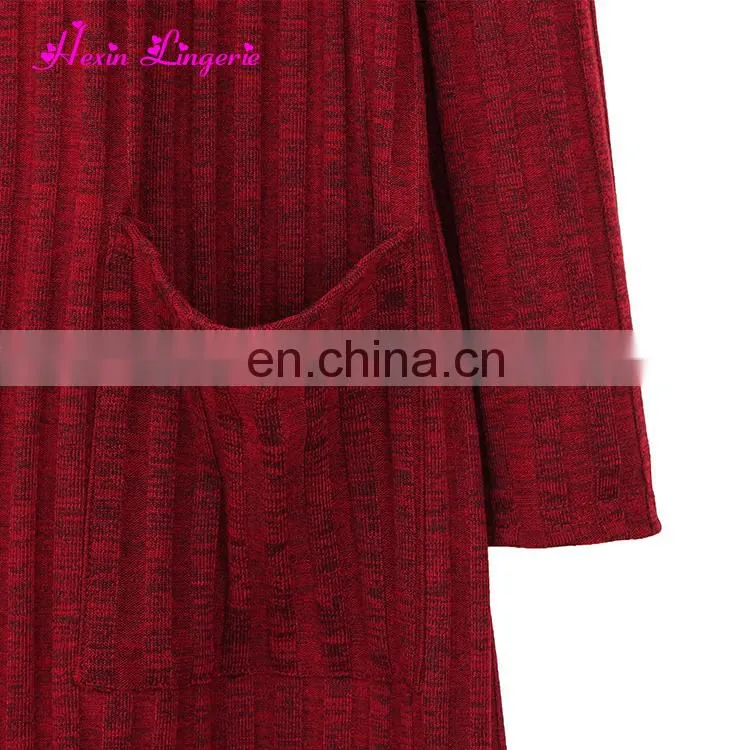 Custom Service Wine Long Sleeve Knitting Fahion Women Blouse Tops