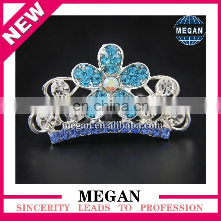 Gorgeous crystal bridal flower hair accessories metal side hair combs for princess