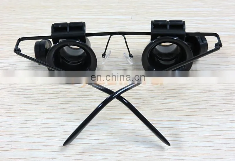 Binoculus Glasses Loupe LED Light 20X Eyewear Magnifier
