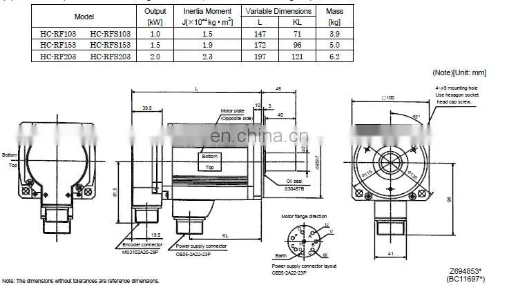 2kw Original Misubishi Servo Drive For CNC/Packing Machine 3 Phase HC-RF203B AC Servo Motor