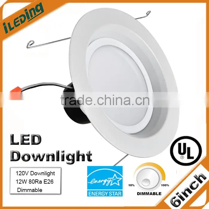 120V E26 base 12W 6 inch LED Downlight UL Listed