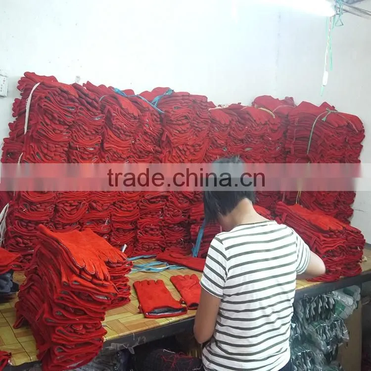 BC grade cow split leather reinforcemment palm industrial working gloves for rigger