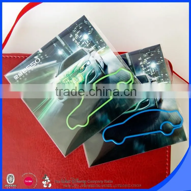 Customized pantone color plastic metal car design paper clip