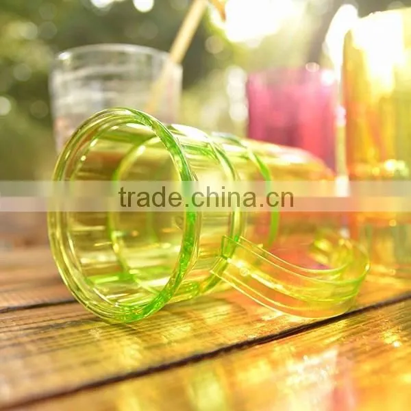 380ml Assorted color plastic beer mug glass with handle
