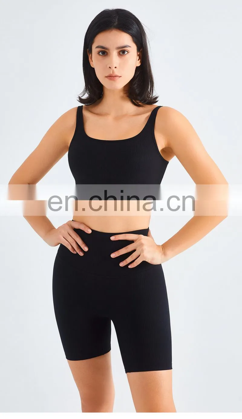Custom Rib Adjustable Buckle Sports Bras Backless Gym High Impact Yoga Top