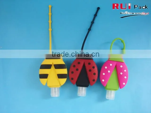 20ml 30ml animal silicone hand sanitizer holder in monkey shape,cute mini shampoo bottle with silicone case