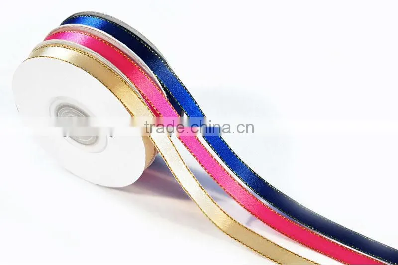 yellow metallic ployester gift ribbon bow