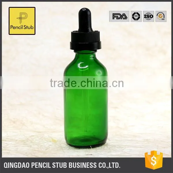 wholesale glass bottles 30ml glass bottles with dropper with childproof evident cap green 60ml boston round glass bottle
