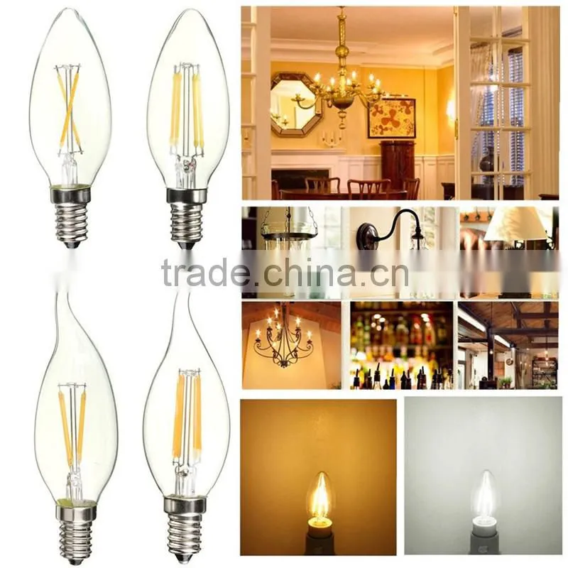 YOSON 2W 4W LED Filament Candelabra Bulb 4watt Equivalent Warm White 2700K Use in Chandeliers Wall Sconces
