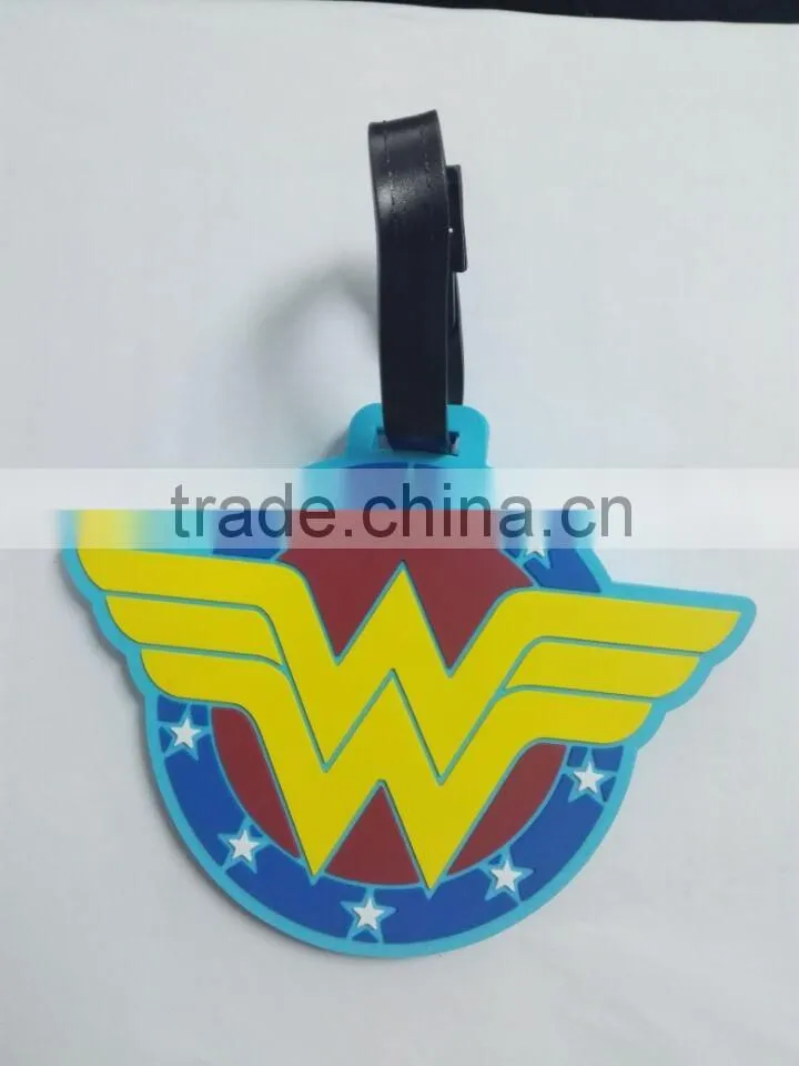 2016 Vogue angel shape PVC rubber luggage tag with PU strap