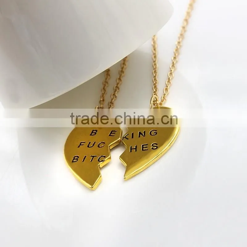 Best Bitches broken heart necklace pendant necklace wholesale