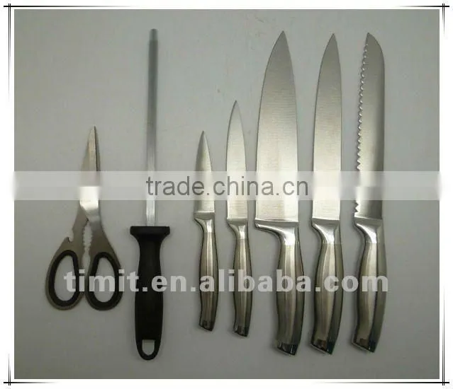 8pcs stainless steel hollow handle kitchen knife