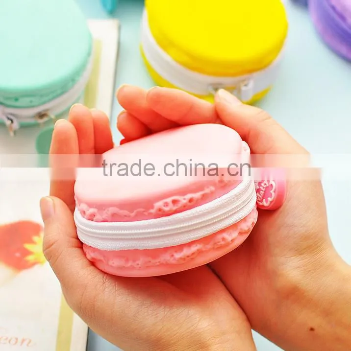 High quality Macaron Cake Shape Silicone Waterproof Coin Purses