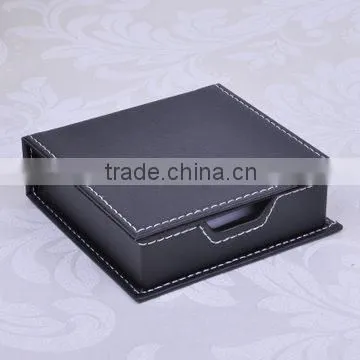 Top Grade Straight Stitching Leather Desktop Memo Pad Holder