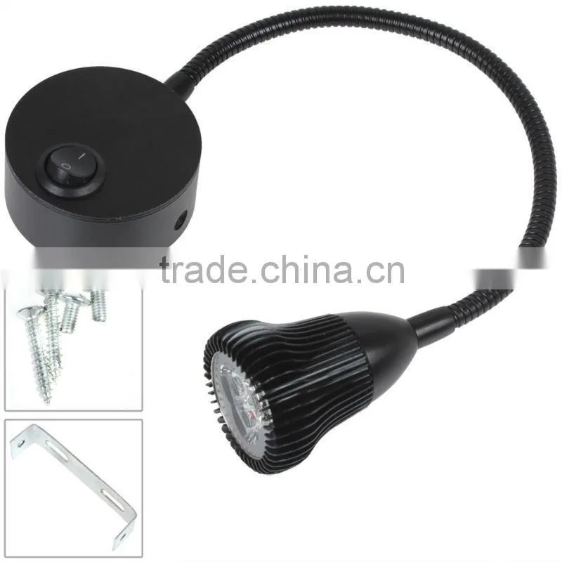 LED Wall Lamp 3W with Flexible Hose Switch Button Gooseneck hotel reading light