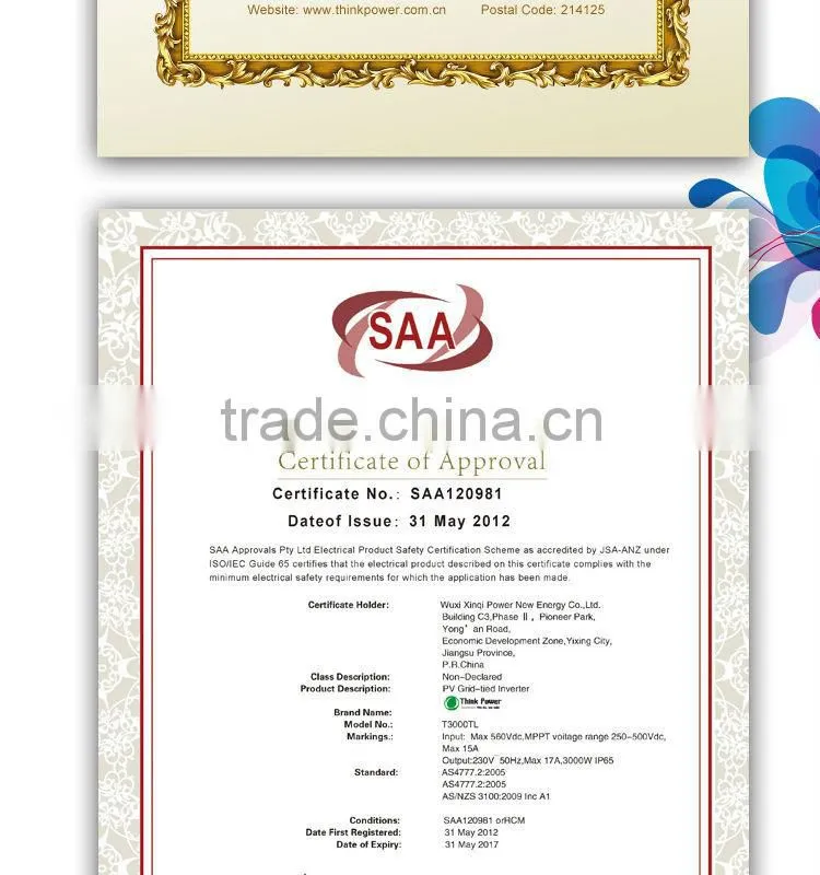 1.5kW DC to AC single phase solar on grid/grid tie inverter, WIFI monitoring with CE TUV VDE AS4777 IEC certification