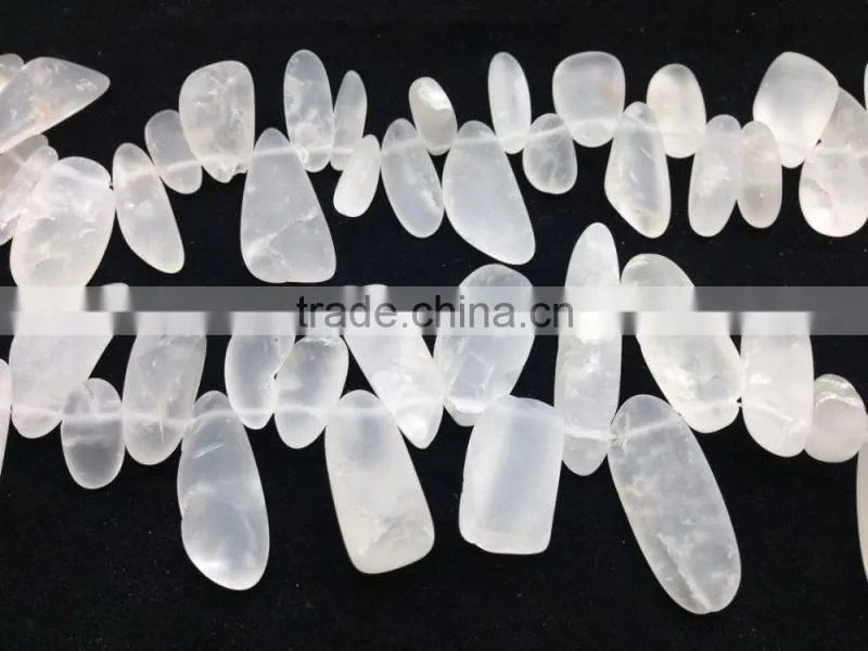 Wholesale natural matte,dull polished,frosted crystal quartz gemstone strand for jewellery decorate