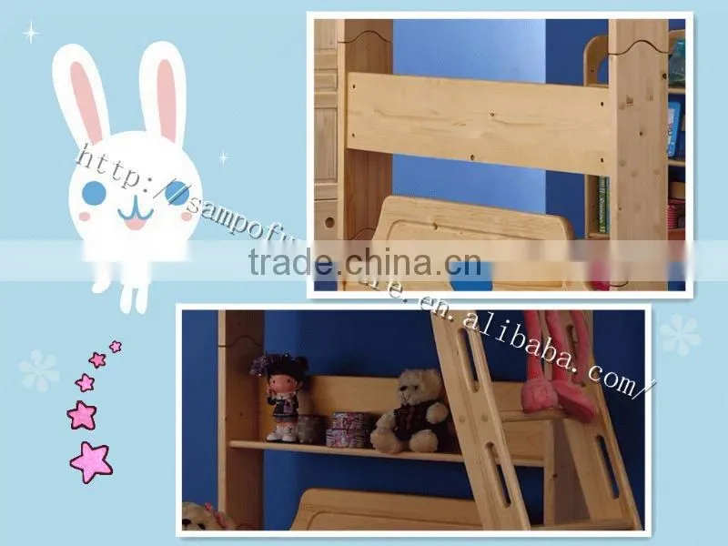 wooden children's bunk bed