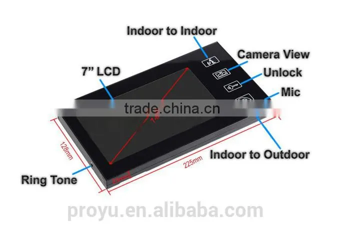 7-inch Automatic Picture and Video Recording Function Digital Touch Screen Video Doorphone PY-806MJREC11