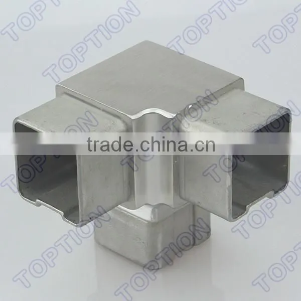 Stainless steel handrail tube connector elbow square 3 way tee