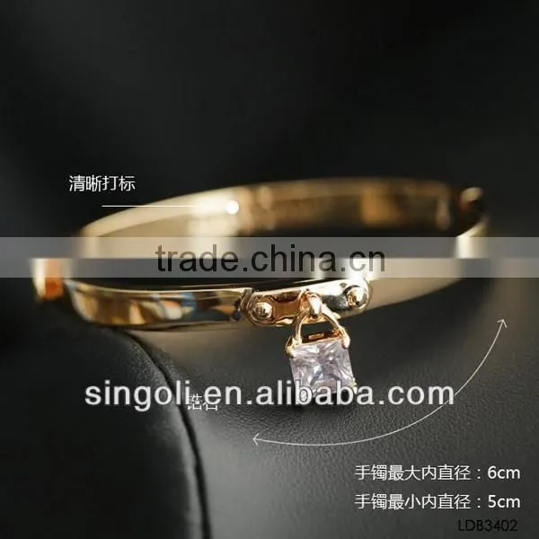 New arrival zircon filled locket pendant gold platted bangle