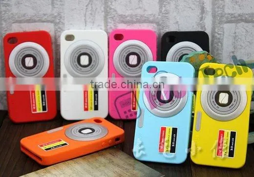 Silicone case for iphone 4 4g,Camera Pattern Soft Silicone Case for iphone4,mobile phone back cover case